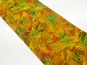 ふくれ織花葉模様織出し全通袋帯